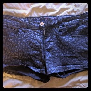 Leopard print jean shorts
